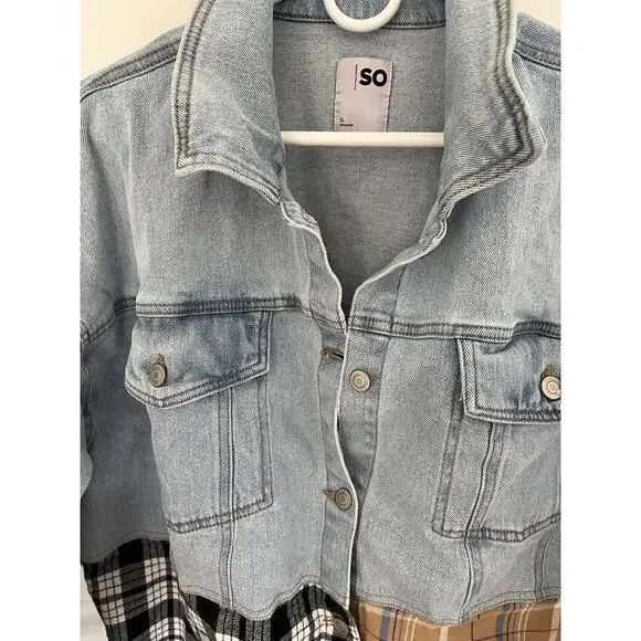 So Goods Vtg Womens Teen XL Denim Patchwork Shaket Distressed Grunge Western - Picture 2 of 9